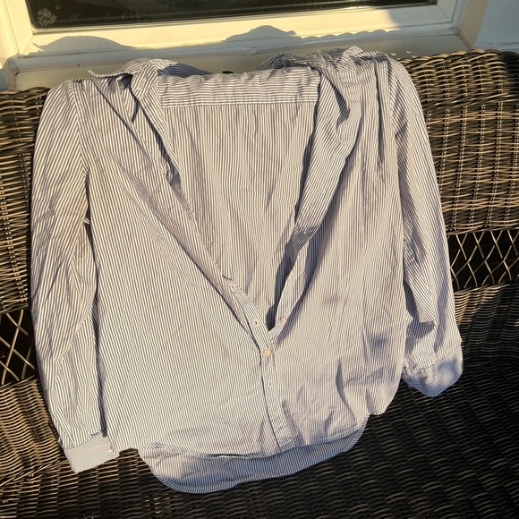 Jacob | women’s blue & white cotton pinstripe button down shirt - Picture 3 of 8